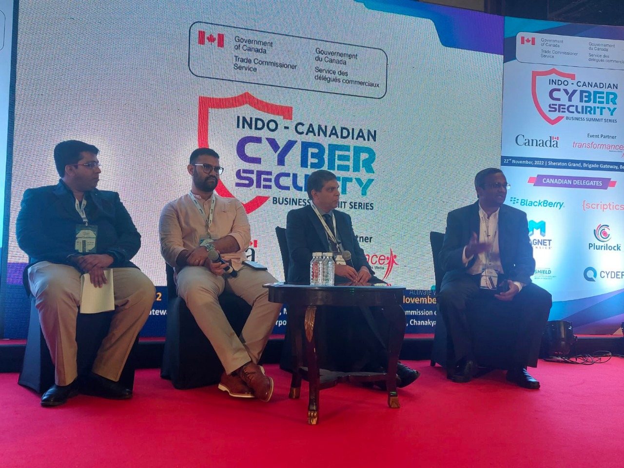 HyperNext CEO Harsh Macwan on a panel at the Indo-Canadian Cyber Security Business Summit