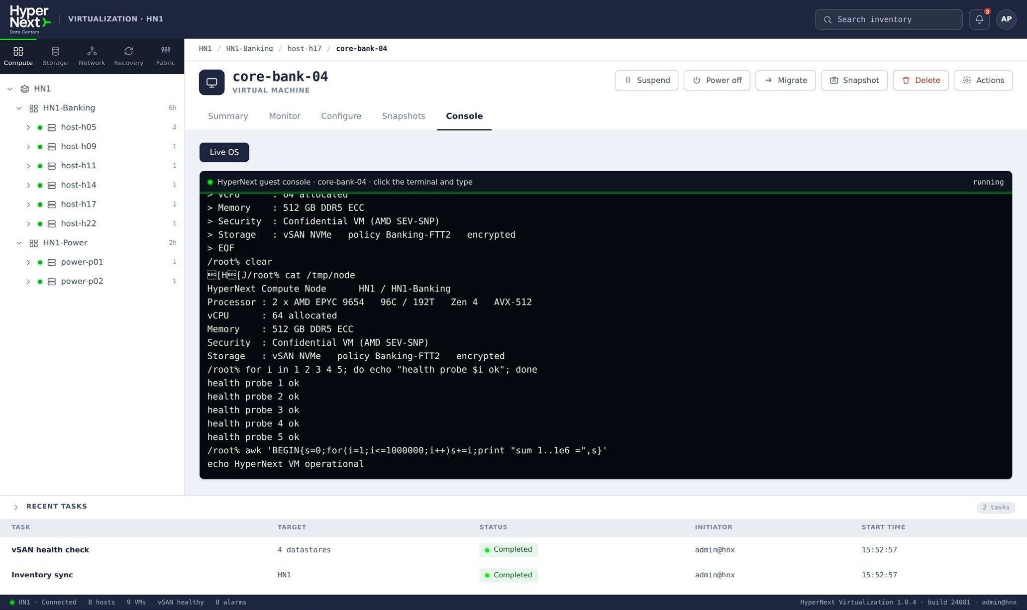 HN-1 banking cluster on Hyper 7 · one control plane across x86 and IBM Power